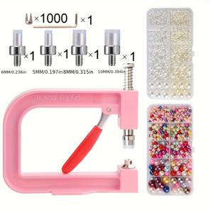 TEMU 보석 만들기 키트, 3500/1745/6pcs 인공 관련 진주 손가락으로 진주 세팅 도구 세트, 비즈 리벳 고정 기계, DIY 수제 진주 세팅 기계, 비즈 나일 스크루 헤드 tweezers wrench 트레이 DIY 공예 액세서리