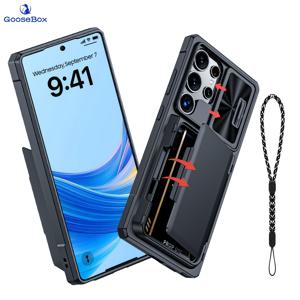 TEMU 갤럭시 S25 울트라 케이스 (2025 모델) | 지갑형 카드 홀더 4개 + 회전식 카메라 커버 & 킥스탠드 | 충격 방지 풀바디 PC 케이스 손목 스트랩 포함 | 여성/남성용 선물, 가족 여행을 위한 봄 휴가 선물