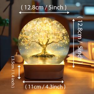 TEMU 생명의 나무 LED 무드등 - 밝기 조절 & 3색 변경 (따뜻한 화이트/시원한 /부드러운 소프트) - 침대 옆 램프, 모던 테이블탑 장식, 케이블 포함, 내구성 있는 플라스틱 소재, 침실, 거실용 - 우아한 나무 디자인과 빛나는 가지와 잎사귀 패턴, 에너지 효율적인 LED, 2D 평면 디자인