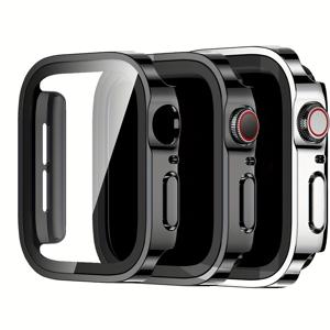 TEMU Apple Watch 11 10 9/8/7/6/5/4/SE/Ultra 호환 3개, 내장 유리 스크린 PC 보호 케이스, 전체 보호, 가볍고 스크래치 방지, 40MM, 41MM, 42MM (S10/S11), 44MM 호환, 스마트워치 보호, 스마트워치 사용자