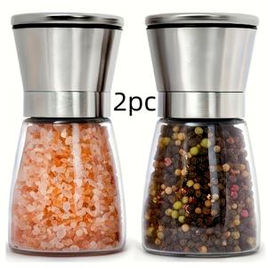 TEMU 2pcs 스테인리스 스틸 조미료 그라인더 - 조절 가능, 재충전 가능 스파이스 그라인더, 신선함을 위한, 페퍼, 쿠민, 바다 소금에 적합 - 이상적인 주방 가제트, 스파이스 그라인더