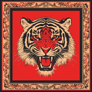 TEMU 아름다운 표범 머리 스카프, 밝은 빨간색과 검은색 디자인 - 기계 세탁 가능한 폴리에스터, 전통 중국 영감 패턴, 공식 및 캐주얼 의상에 완벽, 세련된 헤어웨어 | 전통 디자인 | 내구성 있는 원단