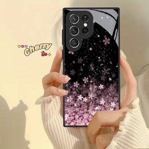 TEMU 삼성 갤럭시 S20 S10 S9 S20+ S10+ S9+ S10e 라이트 FE 울트라 5G용 신선한 플래시 꽃 사진 강화유리 폰 케이스 커버 선물