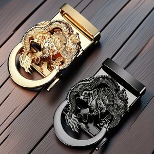 TEMU 1개/2개 남성용 합금 자동 버클, 드래곤 벨트 버클, 비즈니스 캐주얼 패션 벨트 액세서리, 벨트 교체용