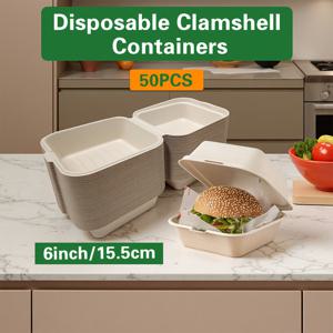 TEMU 50/100개 일회용 클램쉘 테이크아웃 용기 - 6