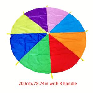 TEMU 패러슈트, 사이즈 1m/2m//3.6m/4m 선택 가능, 손잡이 포함, 감각 훈련 및 체조용, 야외 활동 및 가족 게임에 적합, 튀는 매트 또는 피크닉 담요로 다목적 사용 가능한 내구성