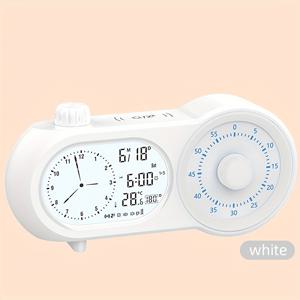 TEMU 1pc EJIATRONC Silent Study Alarm Clock, 더블 스크린 시각 타이머, 창의적인 시간 관리, 디지털 디스플레이, 오발 플라스틱 프레임, 수동 차단, 배터리 작동 (AAA), 판타지 테마, 평평한 크라운 모양, 건조 배터리 전원, 배터리 포함되지 않음, 침실용 알람 클록|시계|타이머