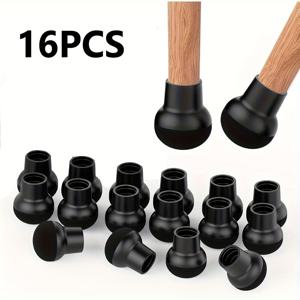 TEMU 16개 검정색 구형 의자 다리 패드 - 미끄럼 방지 그립이 있는 두꺼운 실리콘 바닥 보호대, 내구성 및 저소음, 조립 불필요, 가정, 사무실 또는 상업용, 의자 다리 보호대, 사무용품, 모던 가구, 의자소음방지패드, 스르륵 가구패드, 의자 소음, 식탁의자소음방지캡, 의자다리 보호캡, 의자다리 소음방지