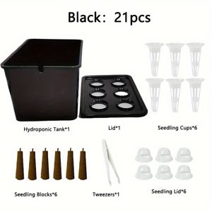 TEMU 21피스 플라스틱 육묘 화분, 수경 재배용 전용 박스, 홈 가드닝, 다양한 햇빛 수경 재배용품, 실내 수경 재배, 다양한 채소 재배 가능, 육묘 컵, 육묘 블록, 육묘 뚜껑, 핀셋 포함, 채소 재배,컴팩트 디자인,공간 절약형 설치,내구성 있는 플라스틱,초보자 재배자,지속 가능한 생활