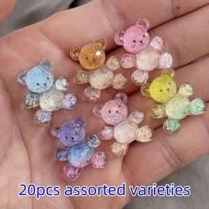 TEMU 20개 패션 레진 곰 장식 - DIY 보석 만들기용 빈 플랫백 카보콘, 목걸이, 열쇠고리, 브로치, 귀걸이, 폰 케이스 액세서리용 장식 보석 - 장식, 보석 만들기 용품 | 재미있는 디자인 | 내구성 있는 레진
