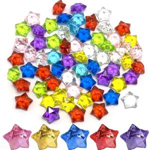 TEMU 45개 반짝이는 아크릴 5각형 별 - 다면체 스파클링 웨딩, 파티 장식, DIY 공예, 꽃병 채우기, 테이블 스캐터, 어항 자갈용 - 45개 별 모양 대량 팩 (예: , 추가 요금 없음)