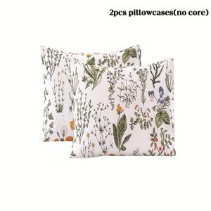 TEMU 2pcs 신선한 식물과 꽃 인쇄 베개 커버 세트 (베개 코어 없음) 침대 베개 베개 커버 포켓 베개 디자인 편안하고 부드러운 침실, 호텔, 소파 베개 커버 기계 세탁 가능 4계절 미국