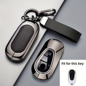 TEMU 키 쉘 커버 호환 모델 A/C/E/S 클래스 W206/W223, C260/C300, S350/S400/S500, GLC/CLS/GLB/GLE/GLS/AMG용 - 내마모성 및 낙하 방지 디자인의 메탈 키 보호대, 스크래치 방지 기능과 세련된 금속 마감, 차량 보안 액세서리, 슬림한 메탈릭 피니시