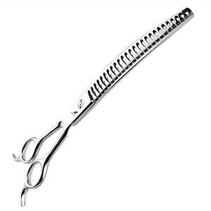 TEMU 8.0인치 물고기 꼬리 미용 가위 - 스테인레스 스틸, 곡선 끝, 날카롭고 내구성이 뛰어난 애완 동물 미용 가위 - 털 얇게하고 다듬기, 오른손 사용, 전문 미용 도구 | 인간공학적 디자인 | 날카로운 절단면, NEPURLSO