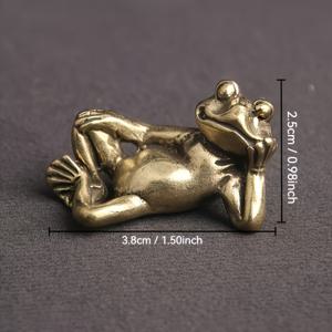 TEMU 매력적인 솔리드 브라스 개구리 조각상 - 잠자는 개구리용 창의적 디자인, 브라스 개구리 장식, 귀여운 개구리 모델, 크리스마스, 할로윈 장식, 가을 홈 데코 수집품 피규어에 완벽함