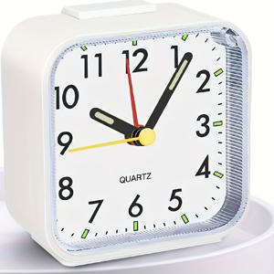 TEMU 1개 3인치 무소음 알람시계 (스누즈 및 야간 조명 기능 포함), 침실/거실/침대 옆 테이블용, 깊은 수면자/노인/학생에게 적합한 홈 , AA 배터리 구동, 플라스틱 구조, 생일 선물, 크리스마스 선물