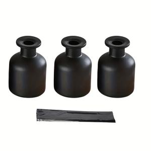 TEMU 3개 세트 홈 데코 선물용 병 다목적 디스펜서 유리 투명 욕실용 블랙 디퓨저 스틱 20개 포함