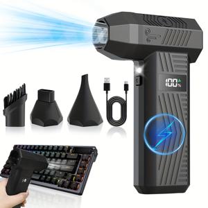 TEMU 폭력적인 팬, 터보 팬, 압축 공기 먼지떨이, 개인 냉각에 적합, 150,000 RPM 브러시리스 모터, 극한의 날씨에 강함, 간편한 먼지 & 눈 블로어, 충전식 무선 제트 드라이 블로어 에어 블로어 (차량 및 가정용)|차량용선풍기