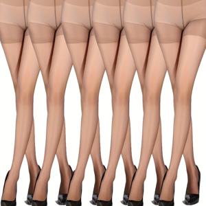 TEMU 6pcs 여성용 울트라 쉬어 블랙 팬티스타킹 - 무봉제 편안함, 다양한 컬러 옵션, 우아하고 매끄러운 질감의 데일리 & 포멀 웨어, 다재다능한 패션 타이츠, 슬림한 외관, 무봉제 디자인