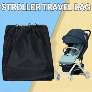 TEMU 1pc 내구성 있는 폴리에스터 유모차 보관 가방 - 먼지 방지 여행용 커버, 손잡이가 있으며 1인용으로 적합, 우산 유모차에 적합, 하이킹에 적합, 검정색과 노란색 액세서리, 유모차 액세서리