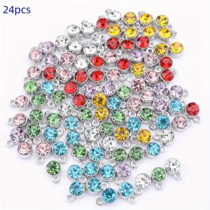 TEMU 24개 12색 합금 라운드 참, 보석 같은 반짝임 - DIY 주얼리 만들기 용품, 팔찌 목걸이 귀걸이용 스페이서, 친구 & 가족을 위한 공예 선물, 수제 액세서리, 면처리된 보석 모양, 정교한 장인 정신, 매력 비즈, 손으로 만든 예술가들을 위한 비즈, 고품질 비즈, 구슬 열매 애호가를 위한 장식 비즈