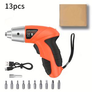 TEMU 오렌지 충전식 휴대용 전동 드라이버 세트, 무선 전동 드라이버, LED 라이트 포함 완전 액세서리, DIY 애호가, 가정 수리, 가구 조립/가전 분해/전자 제품 DIY에 적합, 가정 유지보수,홈 수리 도구,무선 디자인,핸드헬드 드릴,LED 스크루드라이버,전문 손재주 장인,DIY 취미 애호가