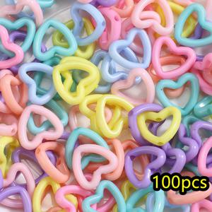 TEMU 100개 맥아론 컬러 하트 프레임 랩핑 비즈 15*16mm 더블 홀 스페이서 느슨한 비즈 보석 만들기 DIY 발견