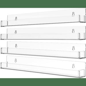 TEMU 4/6팩 투명 아크릴 벽걸이 책장 - 15인치 무형 플로팅 선반, 사전 천공 구멍 포함, 홈 오피스 데코 & 사진 전시용, 디자인, 쉬운 설치, 견고한 구조, 소형 공간용 수납 선반