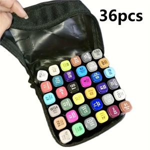 TEMU 전문가용 아트 36/60팩 컬러 알코올 마커, 드로잉, 스케치, 3D 컬러펜 및 지우지 않는 언더라이너 드래프트맨용, 더블팁 블렌딩 브러시 팁