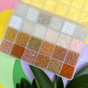 TEMU 최신 8000 샴페인 컬러 유리 쌀알 비즈 세트 박스, 3mm 유리 구슬, DIY 수제 목걸이 귀걸이 팔찌 패션 액세서리, 선물