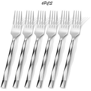 TEMU 4/6개 컷 패턴 식당 포크, 스테인리스 스틸 포크, 8.3인치 샐러드 포크, 거울 광택 폴리시드 티네, 파스타/고기/빵에 적합, 현대적인 우아한 식탁용품, 집/주방/레스토랑, 아름다운 선물, 식기 세척기 안전