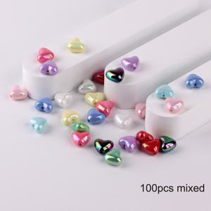 TEMU 100개 아크릴 하트 모양 느슨한 스페이서 비즈 DIY 공예 보석 목걸이 팔찌 만들기 폰 체인 액세서리 10mm