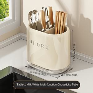 TEMU 못 없이 드릴 없이 벽걸이 젓가락 홀더, 주방용품 정리대 - 수직형 주방 수납, 거실 및 식당용 벽 공간 활용, 테이블 정리 솔루션, 손상 없는 설치, 미니멀한 수납