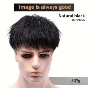 TEMU 남성용 자연스러운 인모 토퍼 - 통기성 좋은 헤어피스, 흰머리 커버용, 스타일링 용이, 스포티 스타일, 풀 커버리지, 간편한 관리, 얇은 머리용 헤어피스, 매끈한 헤어피스, 안정적인 착용감 헤어피스