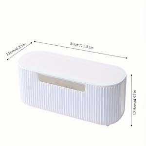 TEMU 1pc 내구성 있는 플라스틱 케이블 정리 상자, 텍스처 리브 디자인, 다기능 데스크 정리 상자, 전원 코드, 데이터 스트림, 전기 없음, 견고한 구조, 가정 사무실 또는 기술 애호가에게 완벽한 케이블 코드 정리 상자, 텍스처 리브 피니시, 내구성 있는 플라스틱 상자, 데스크 및 서랍 정리 상자, 가정용 보관