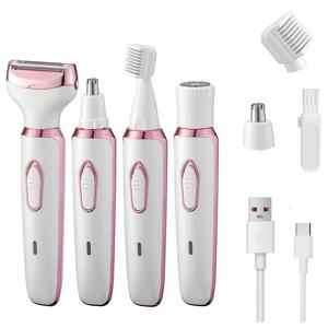 TEMU 여성용 전기 면도기 4in1 무통증 바디 헤어 리무버, USB 충전식, 300mAh 리튬 배터리, 비키니 트리머 및 겨드랑이 면도기, 발렌타인데이 선물