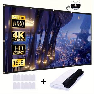 TEMU 150인치 HD 16:9 프로젝터 스크린 - 강력 접이식 실외/실내 영화 스크린, 방수 및 UV 보호 기능, 3D/4K/1080p 호환, 16:9 화면비