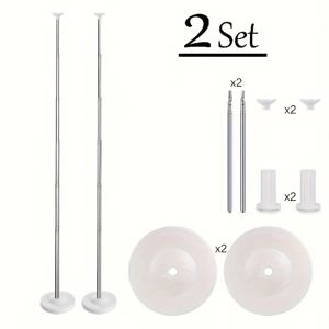 TEMU 1/2 세트 풍선 기둥 스탠드 키트 | 메탈 텔레스코픽 디자인, 높이 조절 가능, 18/36인치 대형 풍선에 적합, 생일, 결혼식, 브라이덜 샤워, 졸업 파티 장식에 이상적, 플라스틱 재질