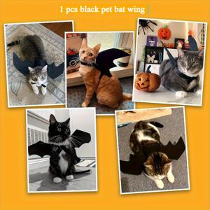 TEMU 1개 블랙 펫 박쥐 날개 의상 - 할로윈 뱀파이어 고양이/강아지용 클로저 포함, 가벼운 폴리에스터 박쥐 날개 - 소형견을 위한 할로윈 파티 & 사진 소품, 쉬운 착용과 내구성 좋은 반려동물 코스튬, 축제 동물 복장
