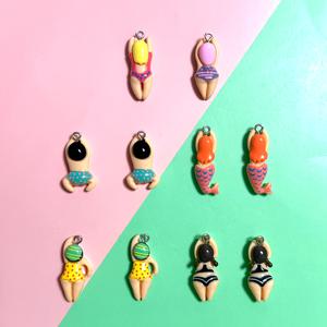 TEMU 10개 혼합 만화 수영복 매력 DIY 주얼리 만들기, 펜던트 귀걸이, 목걸이 체인 액세서리, 레진 부품 포함 팔찌 및 키체인 가방 장식용 창의적 선물 세트