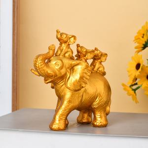 TEMU 귀여운 행운의 코끼리 집 장식, 등에 세 마리의 아기코끼리가 달린 코끼리 조각상, 선물용 코끼리 애호가를 위한 침실 또는 사무실 오너먼트