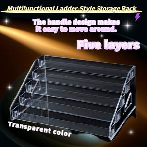 TEMU 1개 5단 아크릴 디스플레이 스탠드 - 화장품, 립스틱, 배지 & 피규어용 투명 멀티퍼포즈 정리대 - ≥3.2 Cu Ft 수납공간, 27인치 높이, 세련된 디자인의 플라스틱 보관 선반, 액세서리 홀더