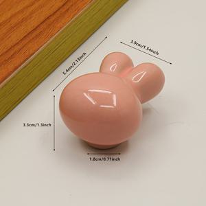 TEMU 귀여운 토끼 모양의 세라믹 서랍 핸들 - 페이스텔 컬러 (핑크, 블루, 화이트)으로 완성된 폴리시드 마무리 - 침실, 옷장, 가구에 적합한 완벽한 디자인 - 어린이를 위한 귀여운 서랍, 재미있는 디자인, 오일러버드 마무리