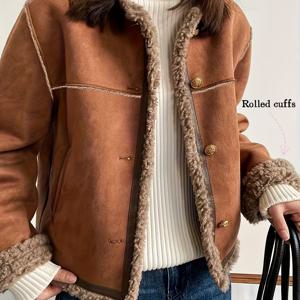 TEMU 여성용 우아한 브라운 재킷 - 싱글 브레스트 버튼 프론트 클로저, 루즈핏 긴소매 코트 (커프 포함), 사계절용 겉옷 (일상 및 포멀 행사용), 다용도 의류, 클래식 디자인, 스타일리시 코트, 패션 애호가, 가을 여성 자켓, 여름자켓, 여성의류, 자켓 여성, 여성 자켓, 후드집업