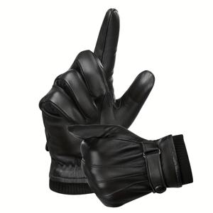 TEMU 비슨 데님 브랜드 리얼 가죽 양가죽 남성용 장갑 - 가을과 겨울용, 두꺼운 방풍 기능, 터치스크린 호환 가능, 고급 비즈니스 글러브, 러닝 및 운전용, 남자친구/남편/아버지를 위한 최고의 선물