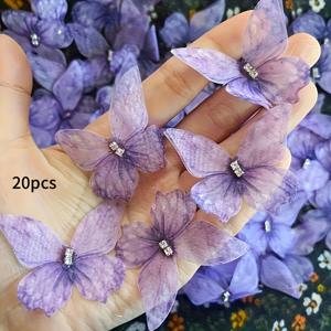 TEMU 20/60개 우아한 3D 나비 장식 - 결혼식, 의류, 헤어 액세서리 및 신부 머리장식을 위한 핸드메이드 메쉬 DIY 데칼, 파티 및 공식 행사용 다목적 캔버스 공예, 세련된 장식품