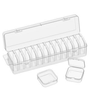 TEMU 13개 세트 사각 플라스틱 보관함, 대형 1개, 작은 12개, 뚜껑이 있는 비즈 보관함, 12-in-1 페인팅 액세서리, 버튼 포함, 보석 수공예용, 아트 보관 및 정리