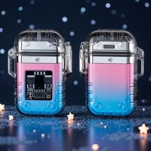 TEMU 다기능 전기 더블 아크 플라즈마 라이터, USB-C 충전식 손전등, 방풍 타입 C 충전, 야외 캠핑용, 장시간 배터리, 남녀 생일 선물