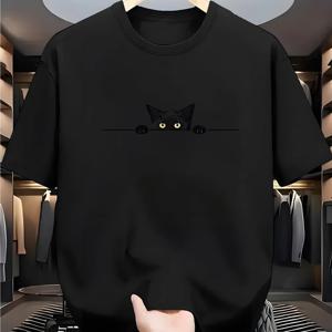 TEMU 남성용 블랙 티셔츠 - 통기성 빠른 건조 원단, 라운드넥 캐주얼 여름룩, 다재다능한 디자인, 편안한 핏, 베이직 탑, 스트릿웨어 스타일