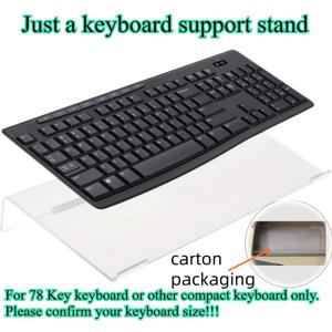 TEMU 1pc 컴퓨터 키보드 스탠드, 투명 아크릴 PC 키보드 홀더, 기울어진 컴퓨터 키보드 스탠드 - 2가지 색상으로 제공, 키보드 및 미니 PC용 컴팩트 데스크톱 라이저, 공간 절약형 디자인, 현대 사무실에 이상적인 선택 | 세련된 키보드 홀더 | 내구성 있는 플라스틱 베이스